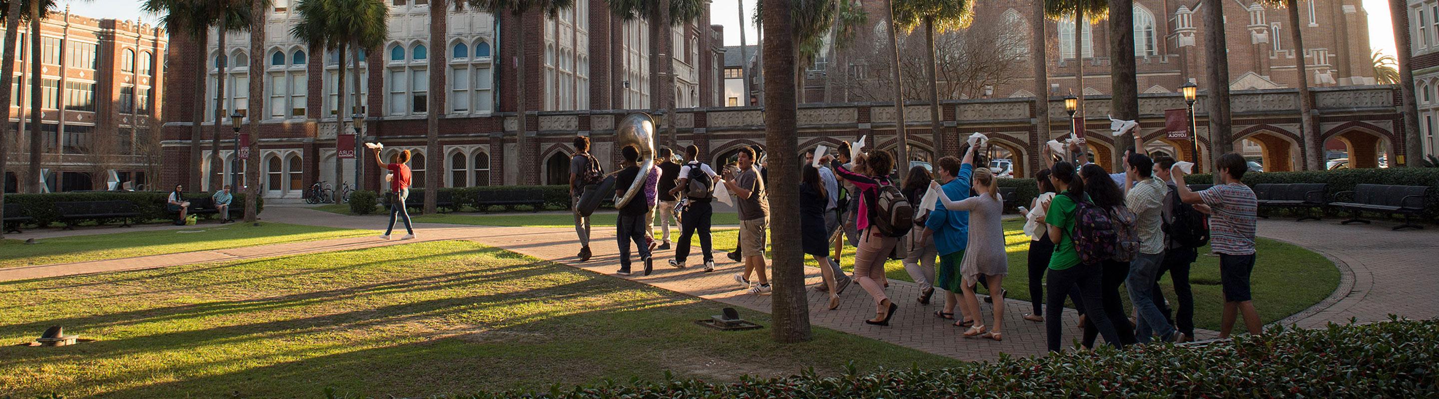 Students in second line